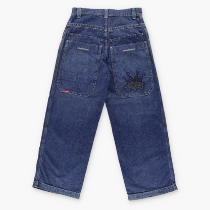 JNCO Dark Denim Full Cotton Vintage Embroidered Jeans (30X30)