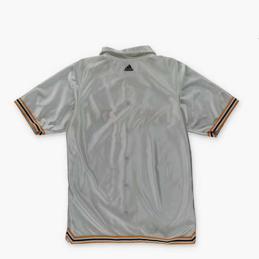 ADIDAS Vintage Baseball Style Yellow Embroidered White Satin Jersey (XS-S)