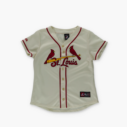 MAJESTIC MLB St Louis Cardinals 'USA Made' Vintage Embroidered Baseball Jersey (XS)