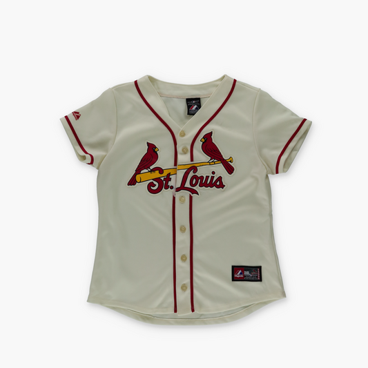 MAJESTIC MLB St Louis Cardinals 'USA Made' Vintage Embroidered Baseball Jersey (XS)