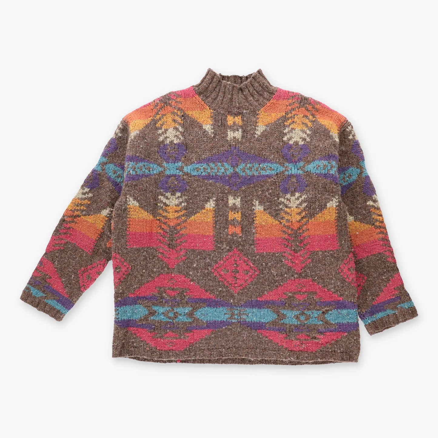 Vintage LAUREN By RALPH LAUREN Aztec Hand Knit Wool Brown Multicolour Sweater (L) Vintage Sole Melbourne