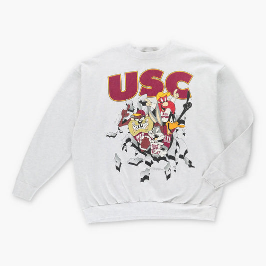 Vintage 1994 USC Looney Tunes College USA Made 50/50 Grey Sweatshirt (L-XL) Vintage Sole Melbourne