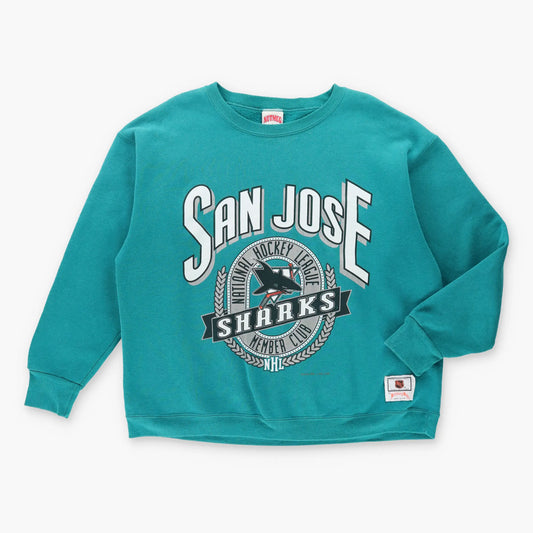Vintage 1992 SAN JOSE SHARKS NHL Turquoise USA Made Hockey Sweatshirt (L)