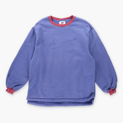 Vintage 90's NIKE Ringer Embroidered Centre Swoosh Navy & Maroon Sweatshirt (M-L)