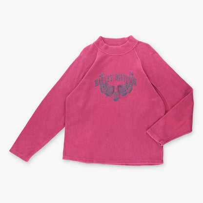 Vintage HARLEY DAVIDSON Embroidered Wings Motorcycle Ribbed Knitted Sweatshirt (XL)