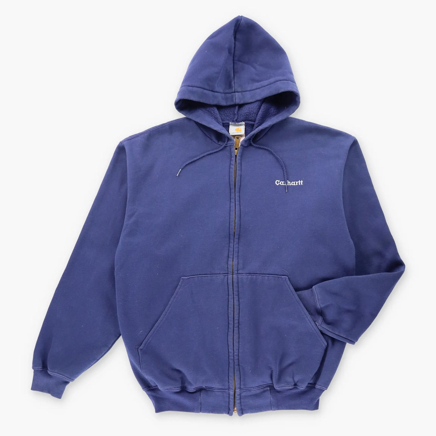 Vintage CARHARTT Y2K K122 'Loose Fit' Mid Weight 50/50 Navy & White Zip Up Sweatshirt (M-L)