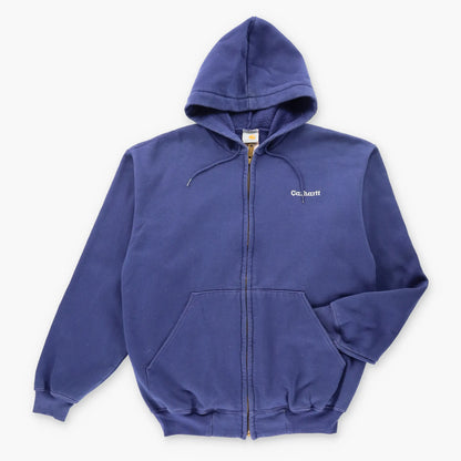 Vintage CARHARTT Y2K K122 'Loose Fit' Mid Weight 50/50 Navy & White Zip Up Sweatshirt (M-L)