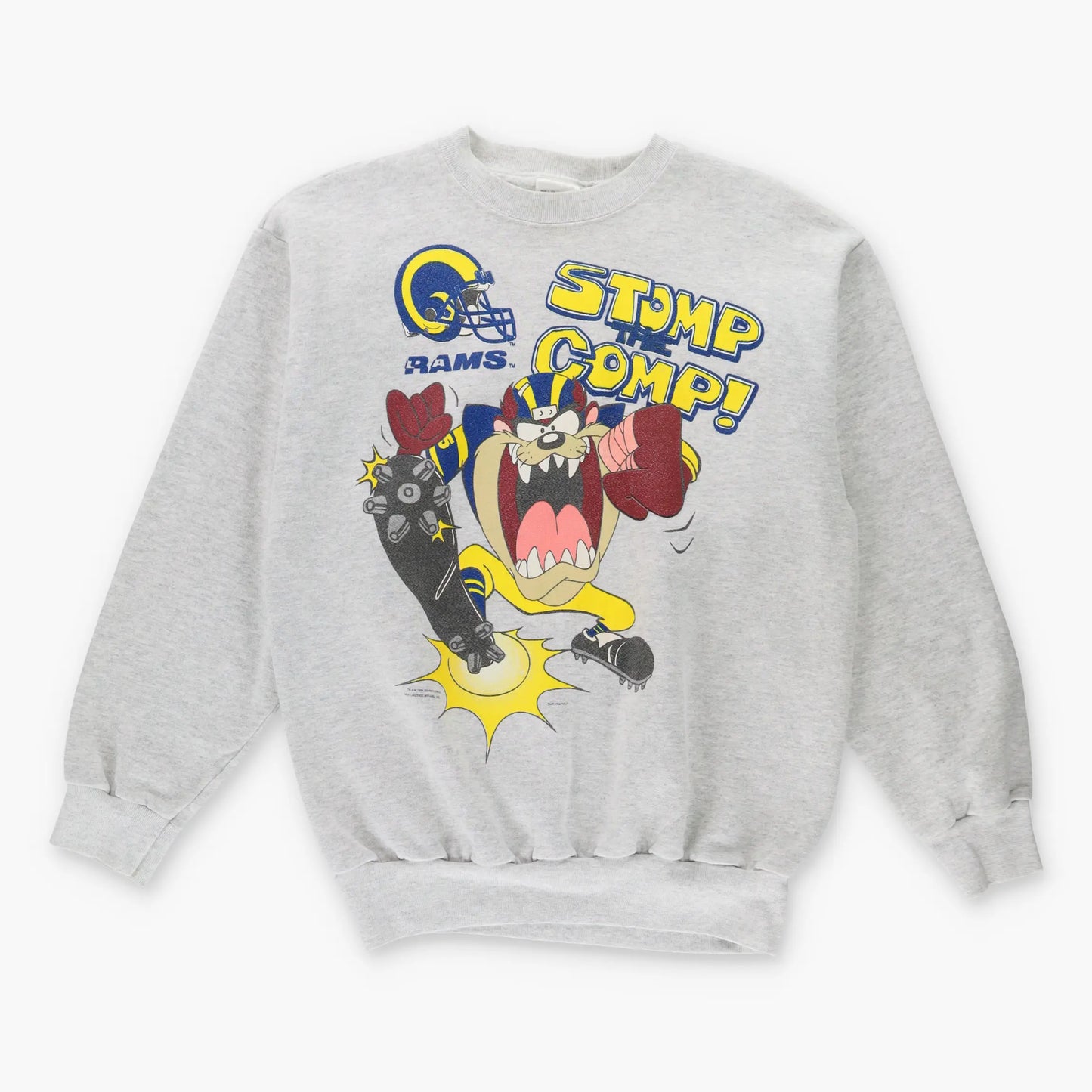 Vintage 1994 LA RAMS 'Stomp Comp' NFL Taz Looney Tunes USA Made Football Sweatshirt (M-L)