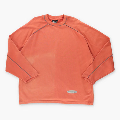 Vintage QUICKSILVER Y2K Orange & Grey Piping Faded Lightweight Surf Sweatshirt (XXL)
