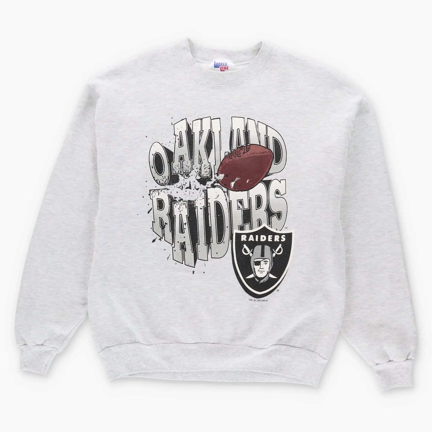 1995 Vintage Oakland RAIDERS 50/50 USA Made Grey Football Sweatshirt (M-L)