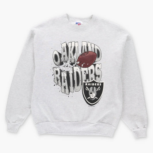 1995 Vintage Oakland RAIDERS 50/50 USA Made Grey Football Sweatshirt (M-L)