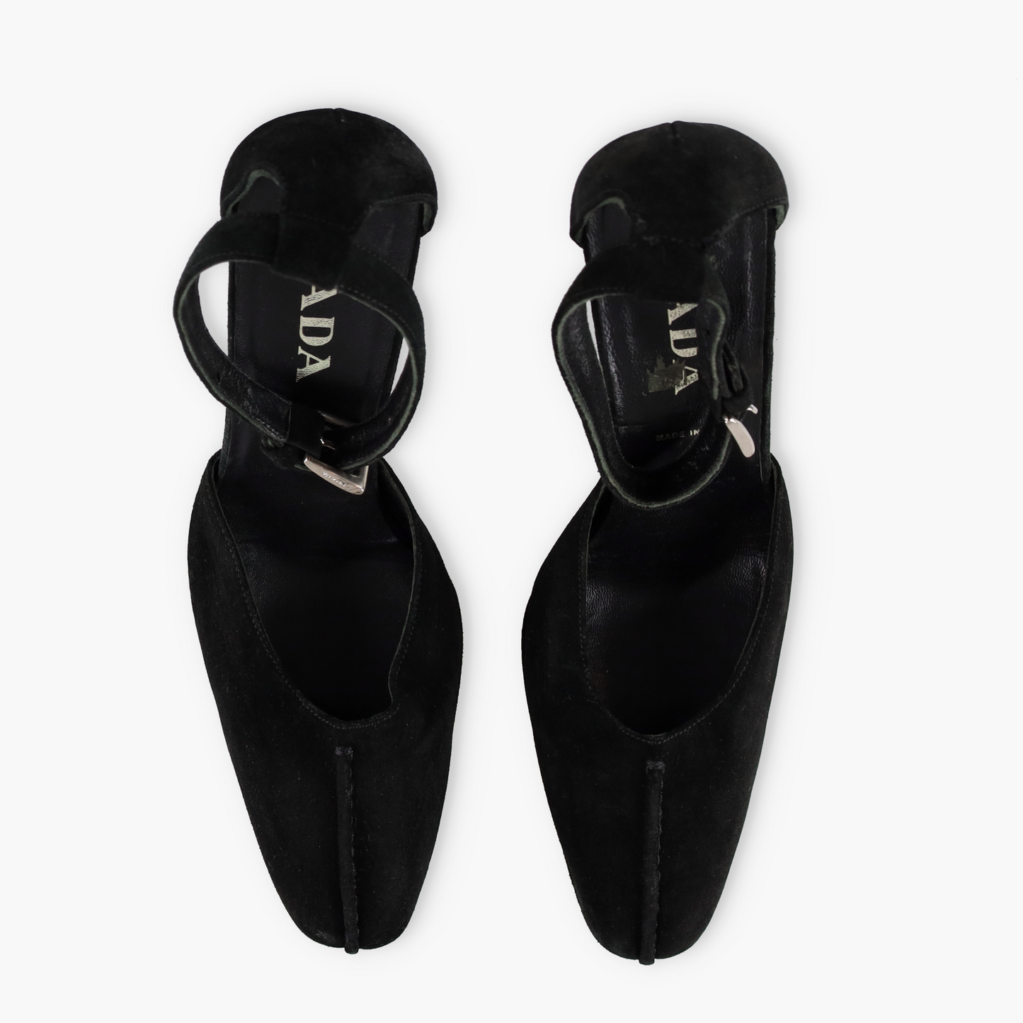 PRADA Suede Stitch Black Italy Made Heels (38)