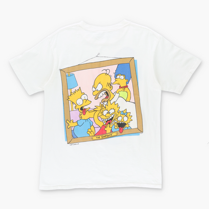 1989 VINTAGE Simpsons 'Say Cheese' Family Portrait Cartoon Two Sided Tee (L)