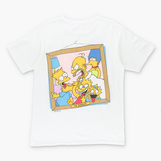 1989 VINTAGE Simpsons 'Say Cheese' Family Portrait Cartoon Two Sided Tee (L)