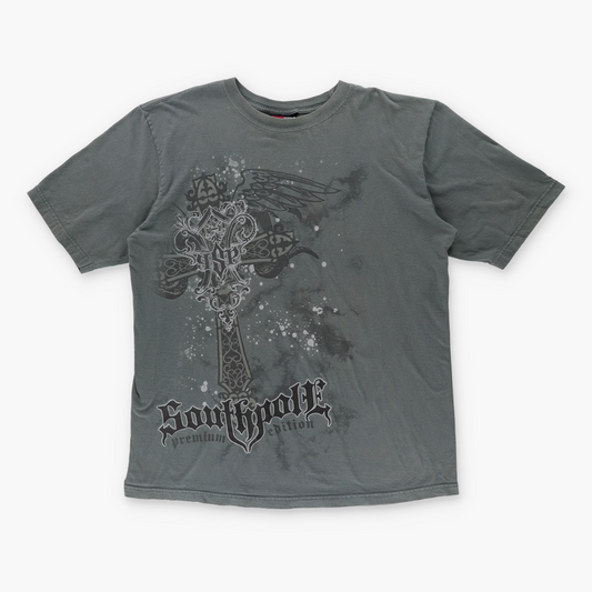 SOUTHPOLE Y2K Grunge Cross Grunge Grey T-Shirt (XXL)