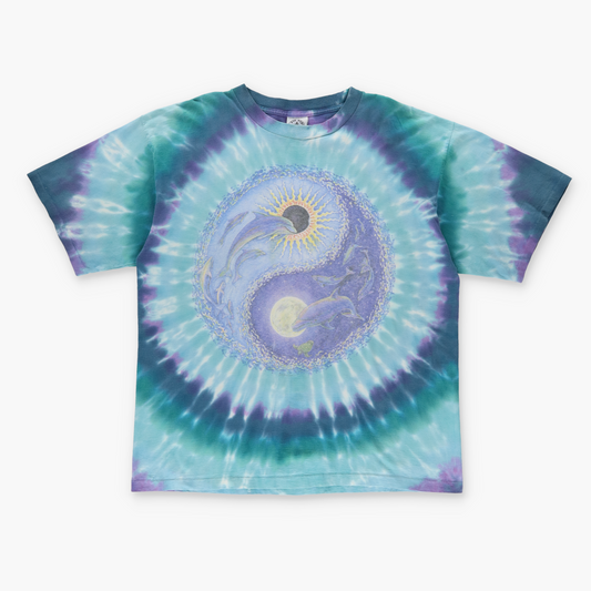 1993 JERRY JASPER Yin-Yang Tie Dye Dolphin Two Side Print Tee (XXL)