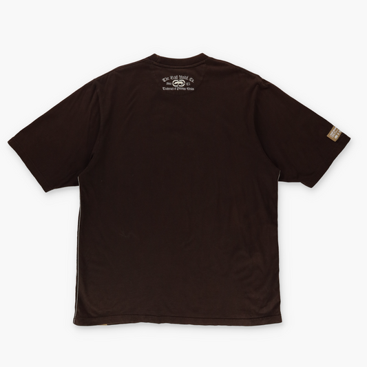 ECKO UNLTD Y2K Embroidered Spell Out Logo Brown Tee (XXL)