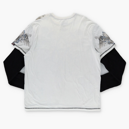 ELITE MMA Y2K Skull Cross Gothic Long Sleeve Thermal Tee (XXL)