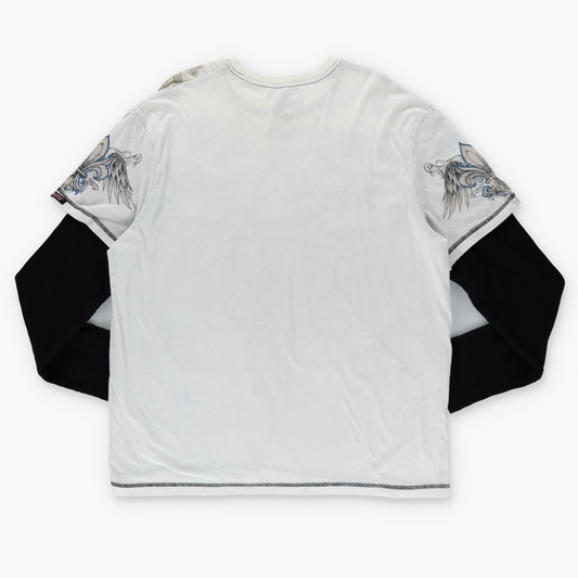 ELITE MMA Y2K Skull Cross Gothic Long Sleeve Thermal Tee (XXL)