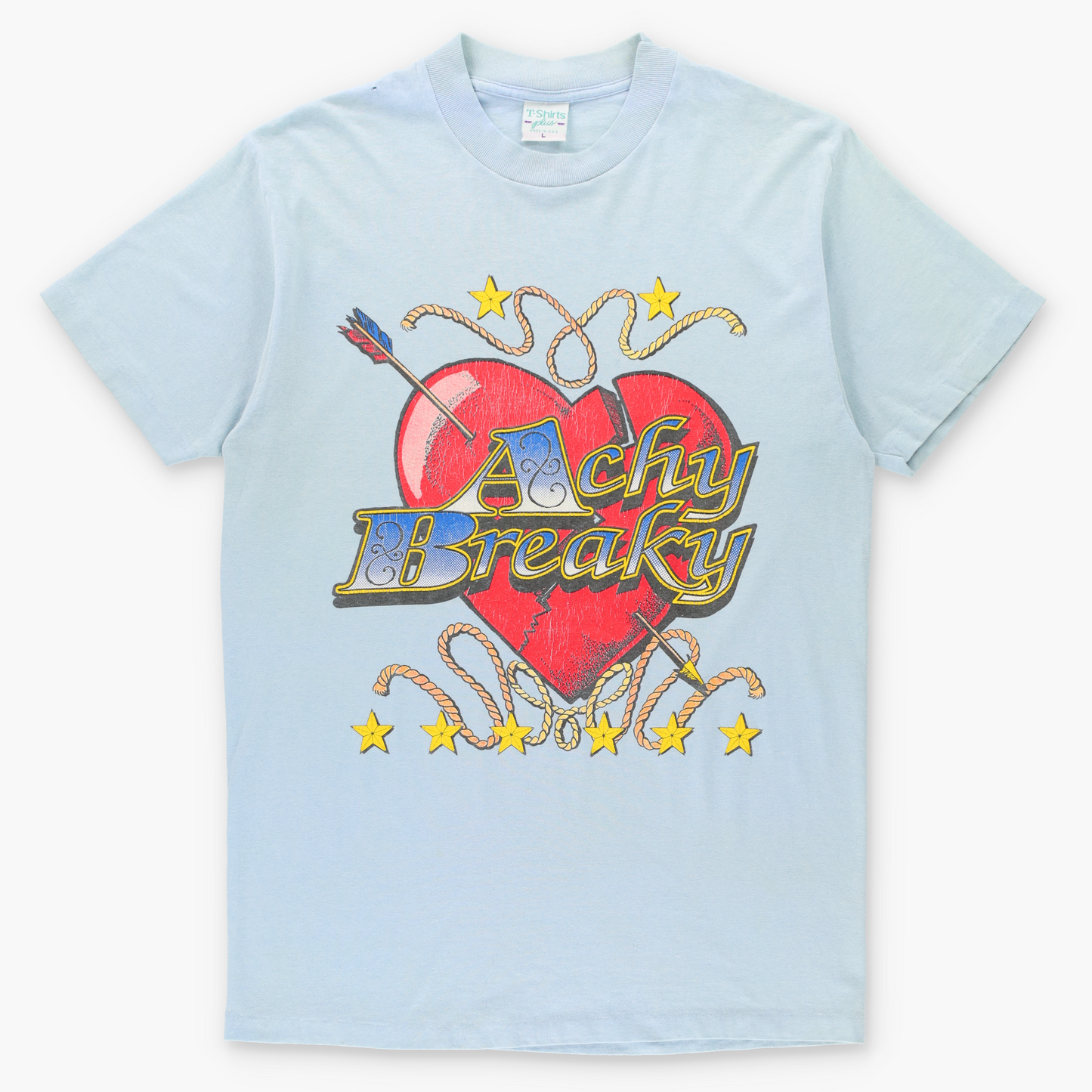 Retro Billy Ray Cyrus 'Achy Breaky Heart' Single Stitch Light Blue Tee USA Made (M-L)