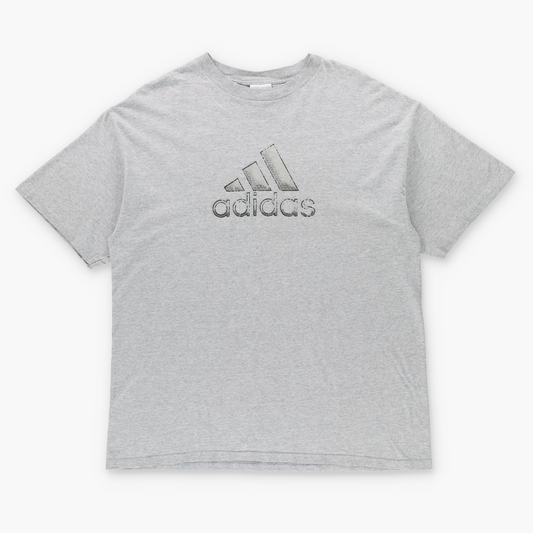ADIDAS Silver & Heather Grey Big Logo Graphic T-Shirt (L-XL)