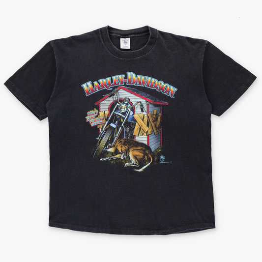 Harley Davidson Vintage 1988 "Man's Best Friend" Single Stitch Double Sided T-Shirt USA Made (XL)