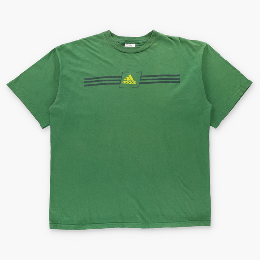 ADIDAS Green & Yellow Embroidered Logo Classic Tshirt (XL TALL)