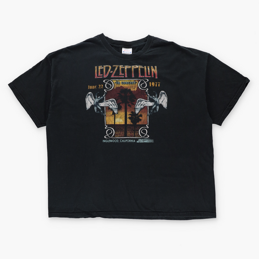 Led Zeppelin In Concert Inglewood California HANES Black Retro Band Tee (XXXL)