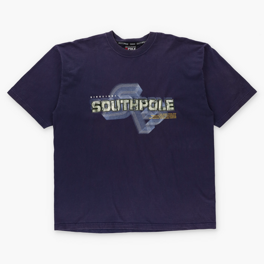 SOUTHPOLE Blue & Grey 3D Spell Out Patch Y2K Style T-Shirt (XL-XXL)