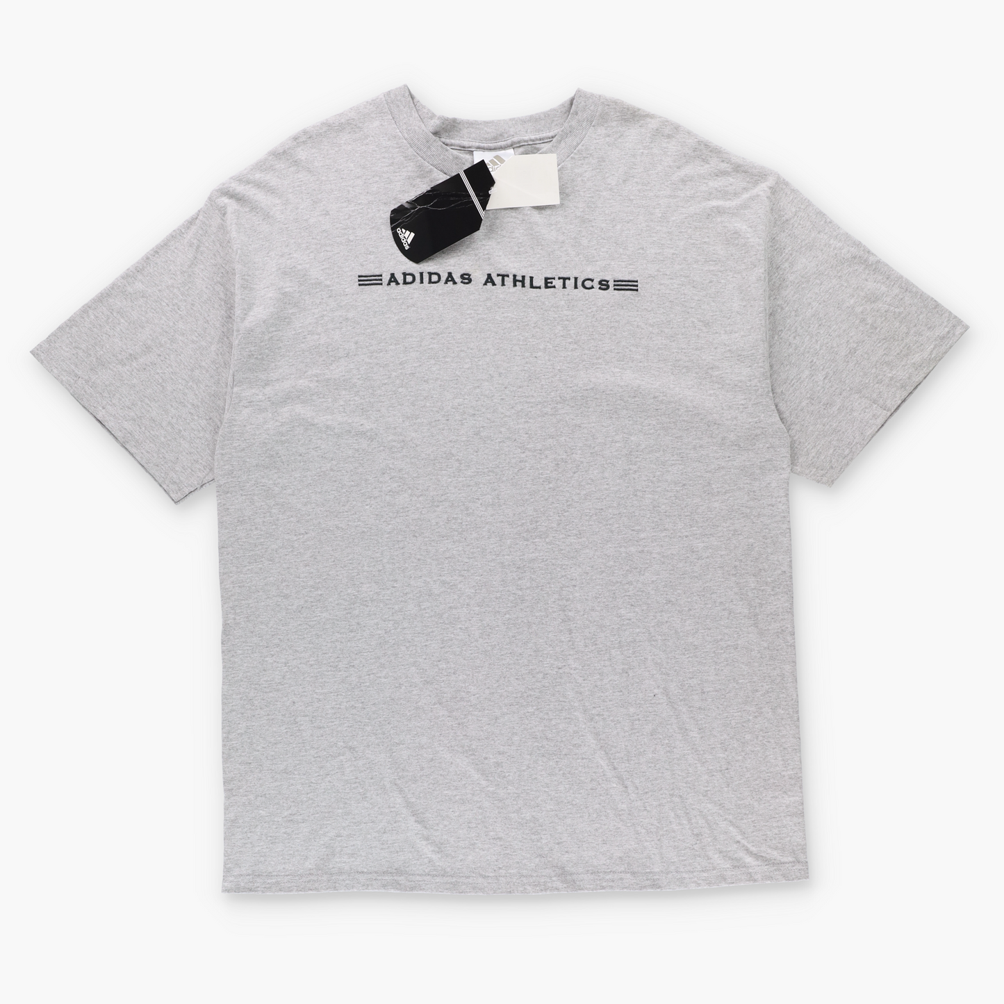 ADIDAS Athletics Heather Grey & Black Embroidered Tshirt (L-XL TALL)