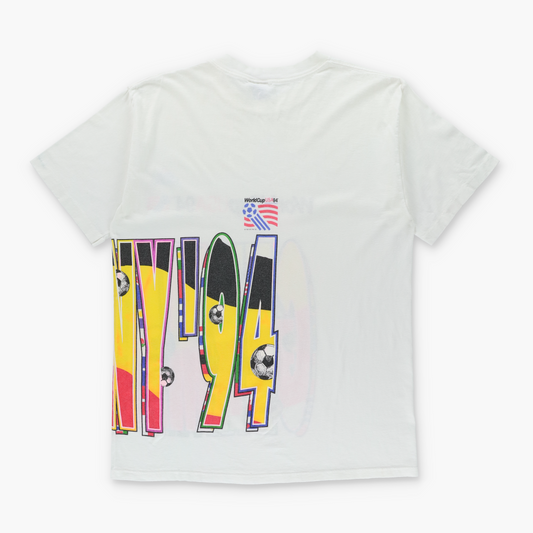 'World Cup USA 94' Germany Puffy Spell Out Graphic USA Made APEX ONE Vintage Soccer T-Shirt (L TALL)