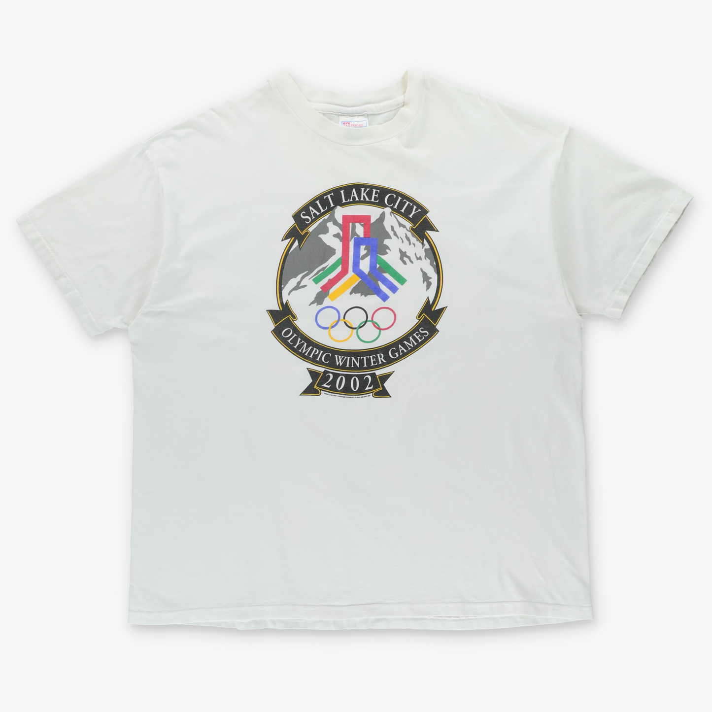 'Olympic Winter Games 2002 Salt Lake City' Retro Single Stitch HANES Tshirt USA Made (XXL)