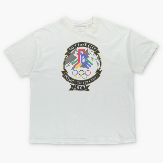 'Olympic Winter Games 2002 Salt Lake City' Retro Single Stitch HANES Tshirt USA Made (XXL)