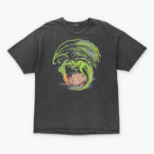 HARLEY DAVIDSON Y2K Dragon Fire Faded Motorcycle T-Shirt (L-XL)