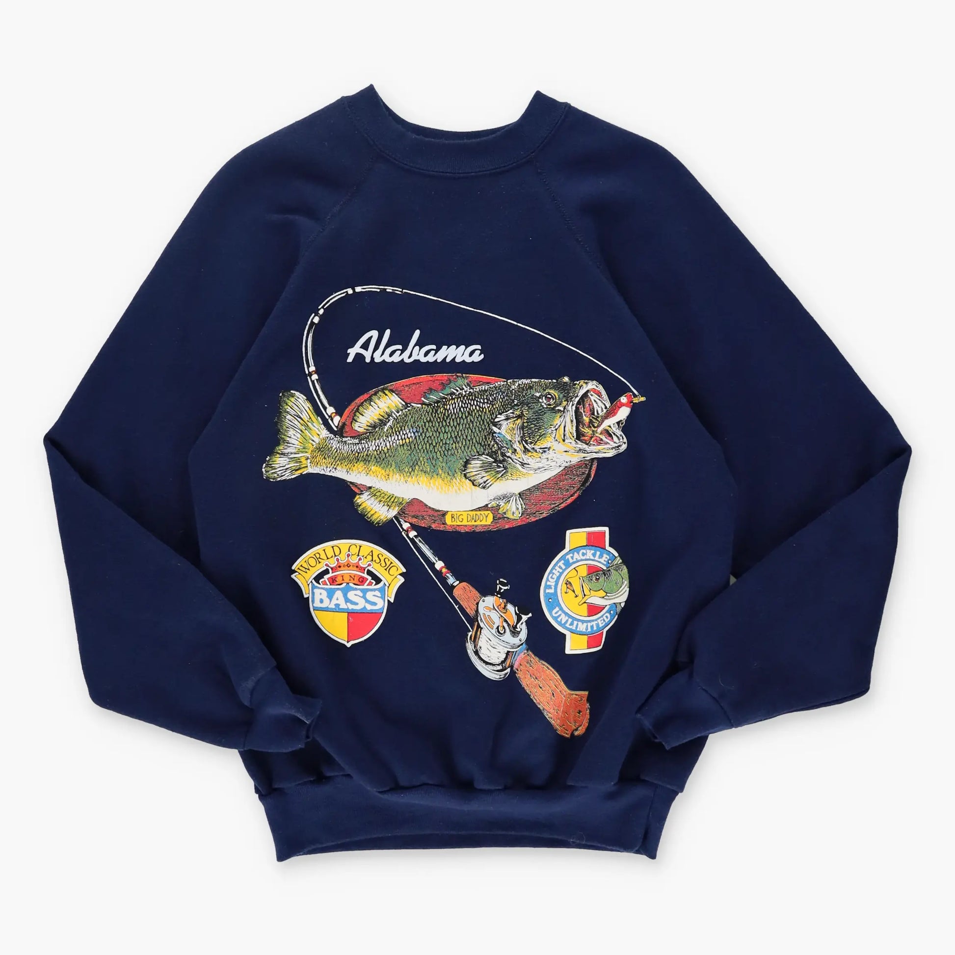 Vintage Alabama Tackle Fishing Bass USA Made Navy Sweatshirt (M) - Vintage Sole Melbourne