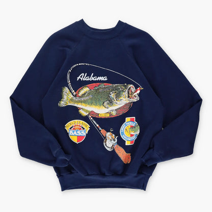 Vintage Alabama Tackle Fishing Bass USA Made Navy Sweatshirt (M) - Vintage Sole Melbourne