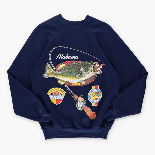 Vintage Alabama Tackle Fishing Bass USA Made Navy Sweatshirt (M)