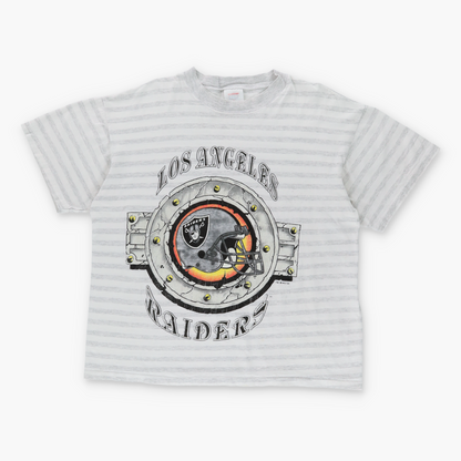 1991 RAIDERS NFL USA Made Single Stitch Striped Football Tee (L-XL)