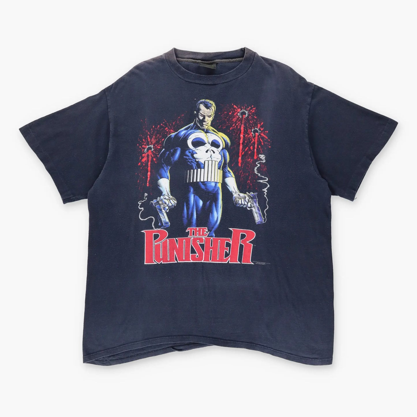 1989 THE PUNSIHER Marvel Comic USA Made Single Stitch Navy T-Shirt (XL) - Vintage Sole Melbourne