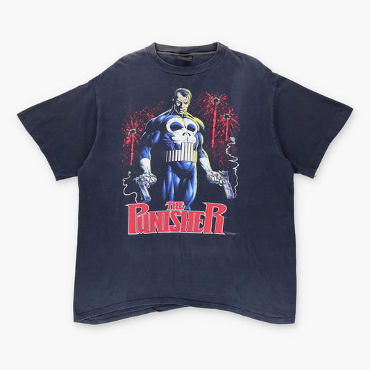 1989 THE PUNSIHER Marvel Comic USA Made Single Stitch Navy T-Shirt (XL) - Vintage Sole Melbourne