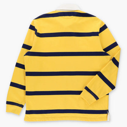 Vintage POLO RALPH LAUREN Embroidered Pony Yellow & Navy Long Sleeve Rugby Jumper (L)