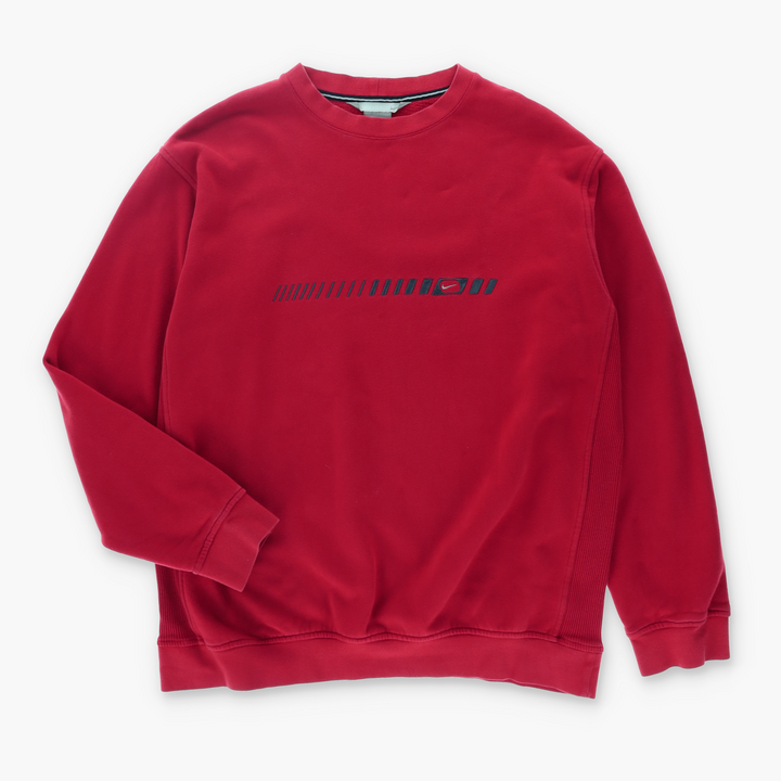 NIKE Embroidered Swoosh Logo Red Sweatshirt (XXL)