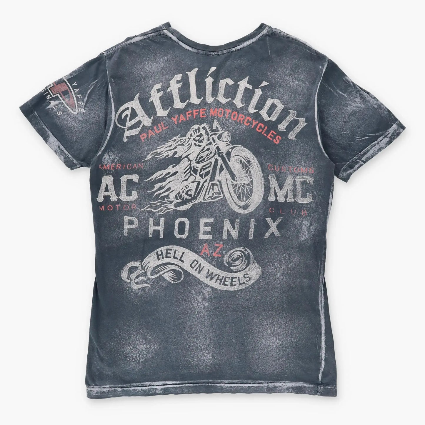 AFFLICTION Y2K Grunge Paul Yaffe USA Made Grey Motorcycle T-Shirt (L) *Aubs Vintage Sole Melbourne