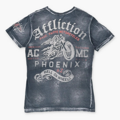 AFFLICTION Y2K Grunge Paul Yaffe USA Made Grey Motorcycle T-Shirt (L) *Aubs Vintage Sole Melbourne