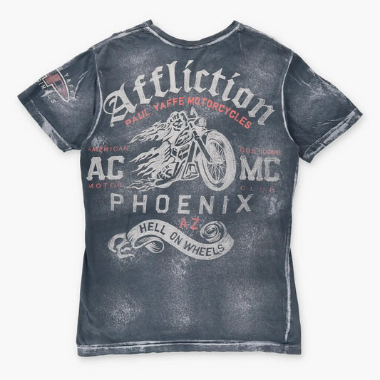AFFLICTION Y2K Grunge Paul Yaffe USA Made Grey Motorcycle T-Shirt (L) *Aubs Vintage Sole Melbourne