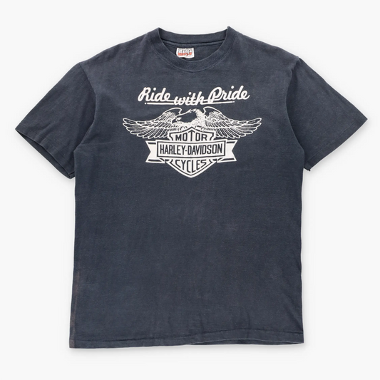 Vintage HARLEY DAVIDSON "Ride With Pride" Missouri Black Single Stitch T-Shirt USA Made (M)