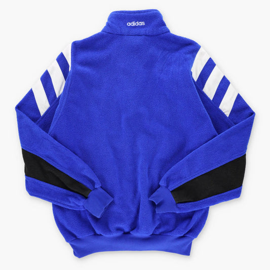 Vintage ADIDAS Embroidered Spell Out Logo 1/4 Zip Retro Blue Fleece Sweatshirt (M)