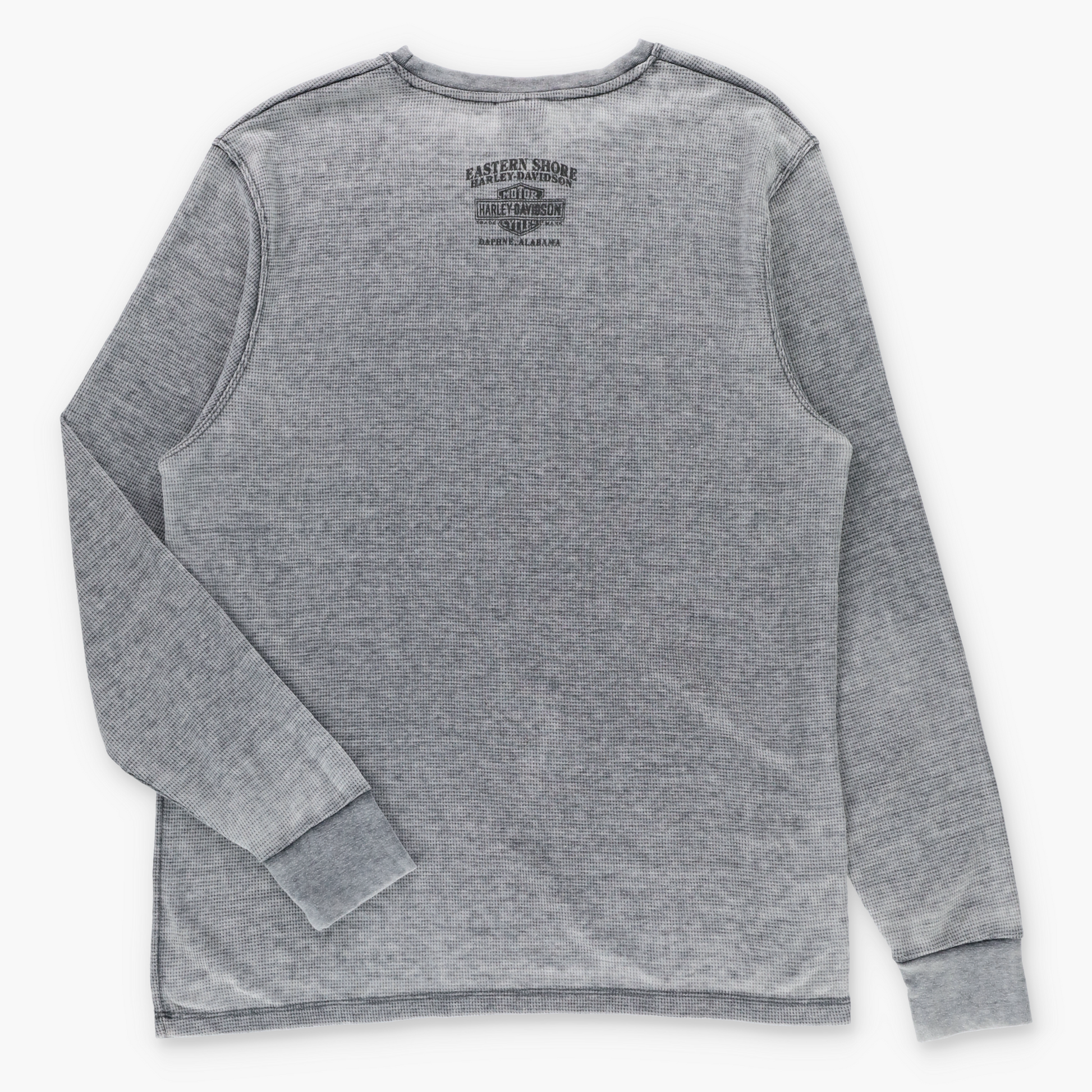 Vintage HARLEY DAVIDSON Alabama Grey Long Sleeve Waffle Thermal Tee (XL) Vintage Sole Melbourne