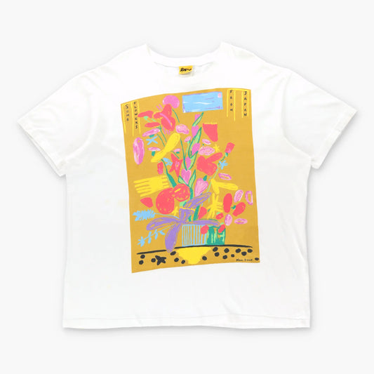 Vintage KEN DONE "Some Flowers From Japan" USA Made White T-Shirt (XXL-XXXL)
