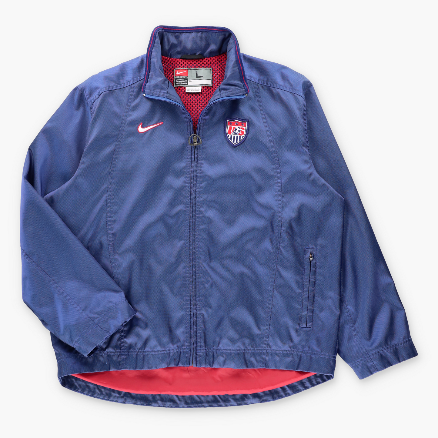 NIKE Team USA Soccer Embroidered Logo Navy Full Zip Vented Windbreaker Jacket (L) Vintage Sole Melbourne